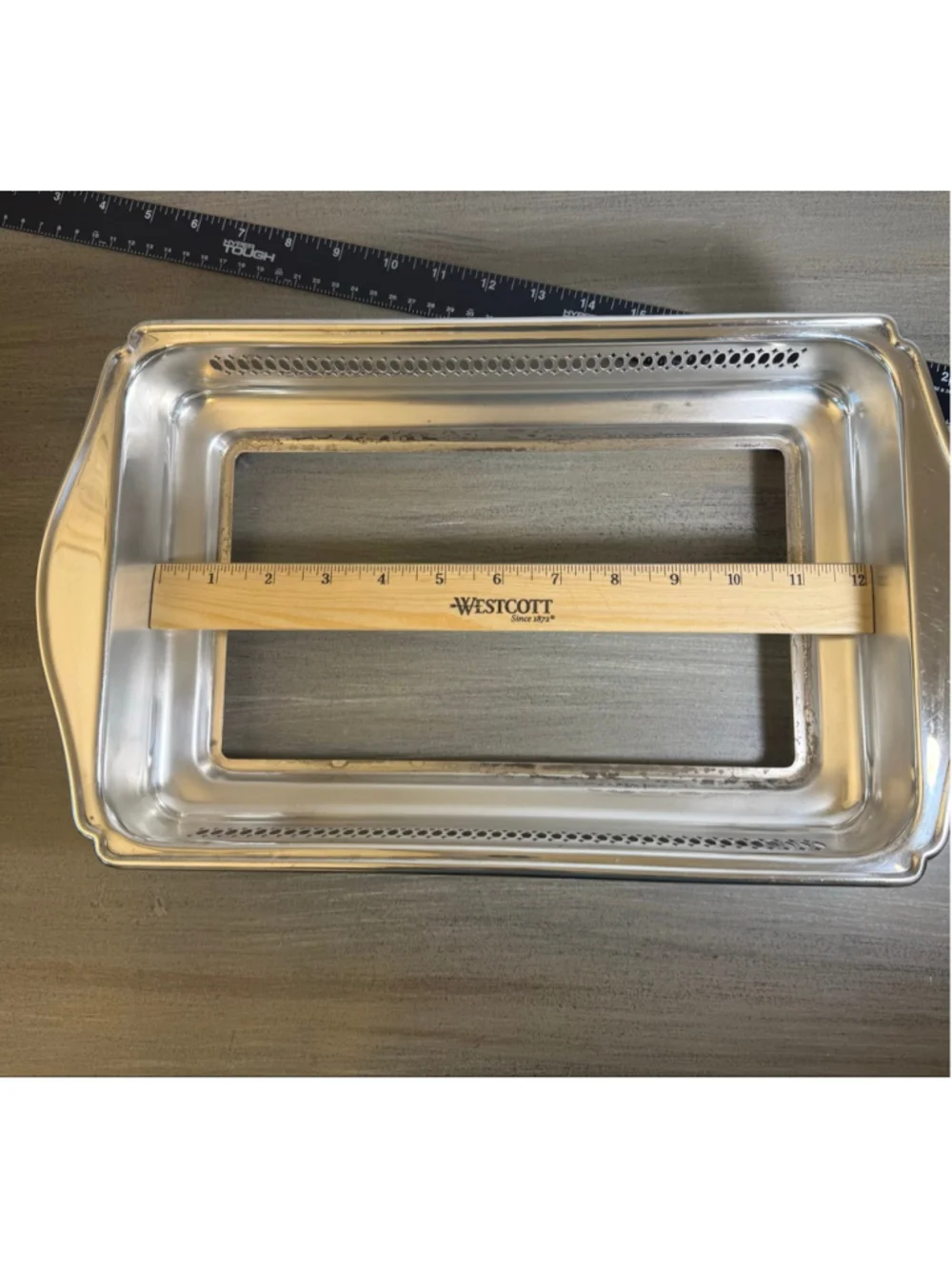 Vintage Silverplate Casserole Holder Tray Pierced Gallery Footed Fits Pyrex Dish